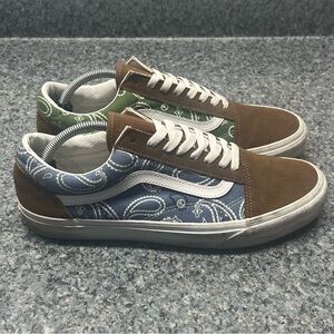 Vans Old Skool Peace Paisley Shoes Sneakers Blue Green Brown | Men’s Size 10.5